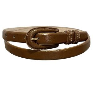 Liz Claiborne 100% Genuine Leather Skinny Dress Belt Bronze Shiny Brown Size L